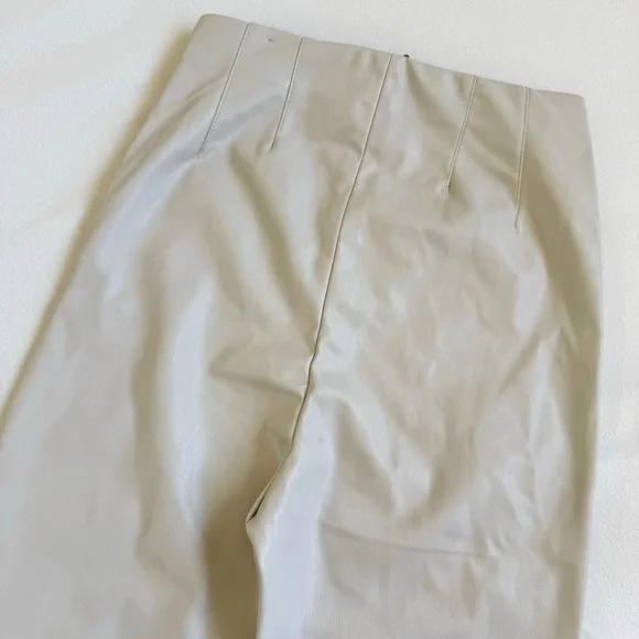 Zara Cream Faux Leather Pants - Picture 8 of 8